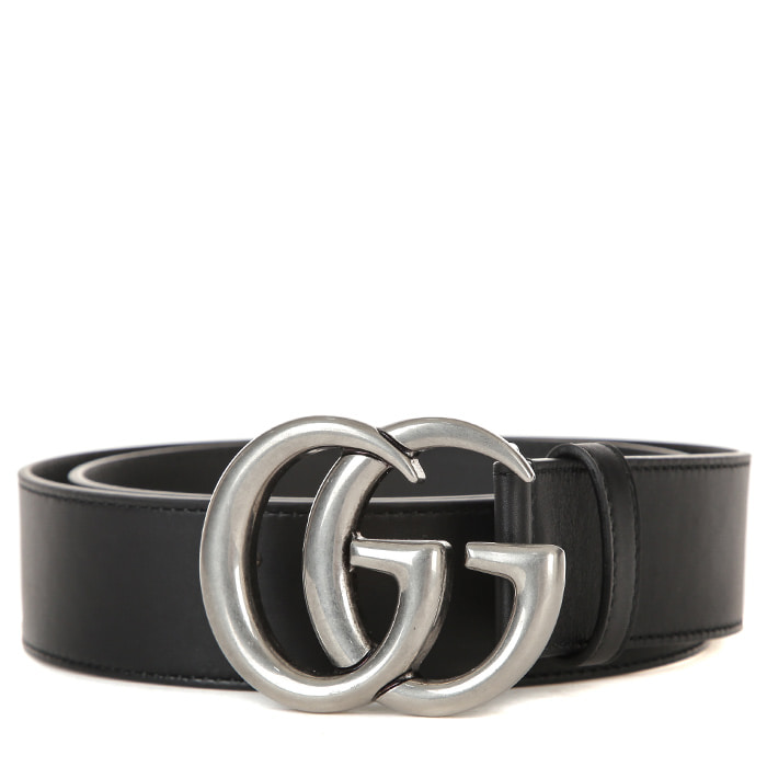 GUCCISilver-Tone GG Logo Buckle Leather 